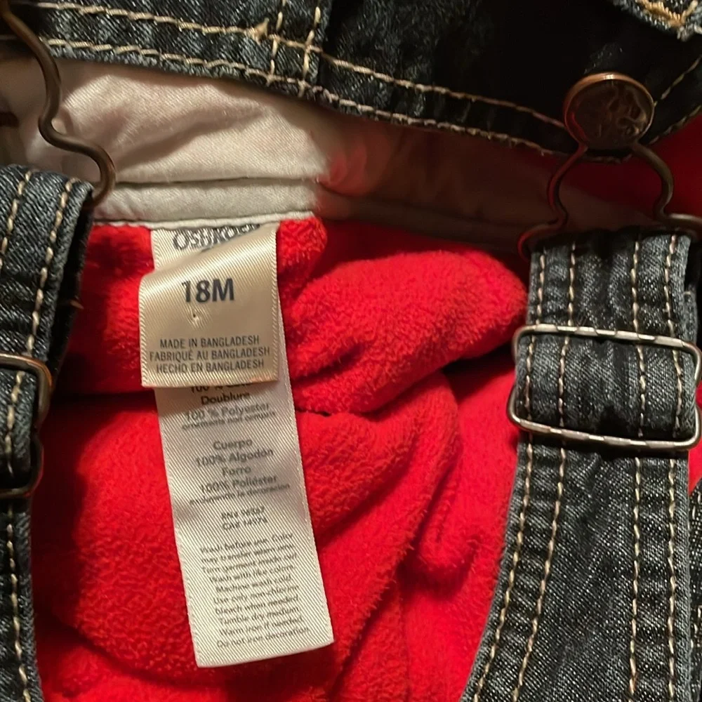 Oshkosh Fully Lined Denim overall 1 Piece w pockets and suspenders Baby Size:18M
